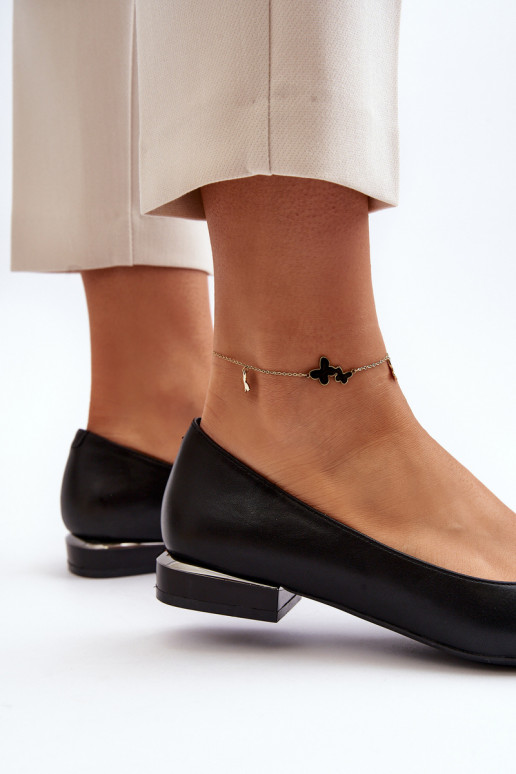 Balerīnas ar sprādzēm Sergio Leone BL203 melnas krāsas