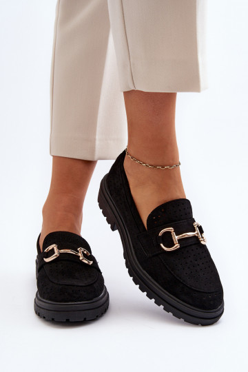 sieviešu mokasīni  ar ornamentiem melnas krāsas Talesse 2