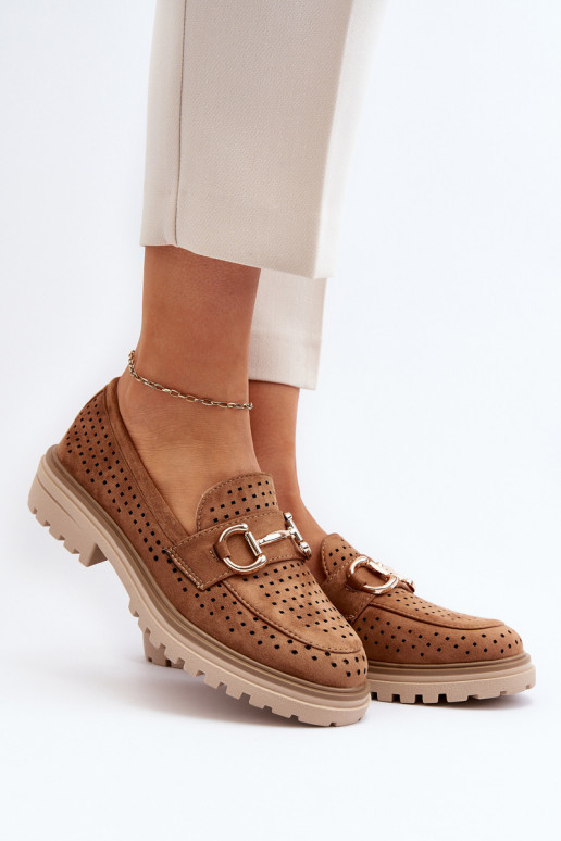 Sieviešu mokasīni  ar ornamentiem brūnas krāsas Talesse