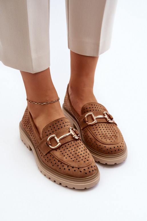 Sieviešu mokasīni  ar ornamentiem brūnas krāsas Talesse