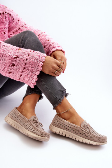 sieviešu mokasīni ar bantītēm smilšu krāsas Reece 2