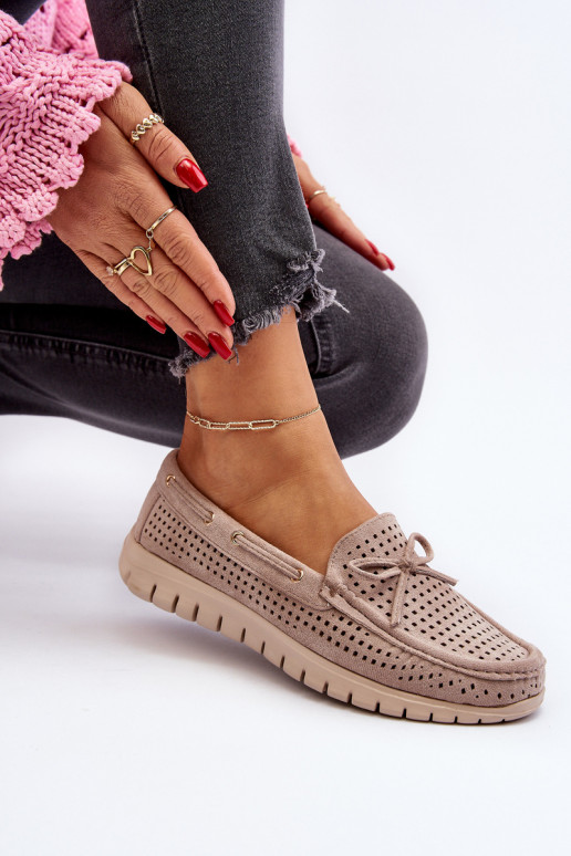 sieviešu mokasīni ar bantītēm smilšu krāsas Reece