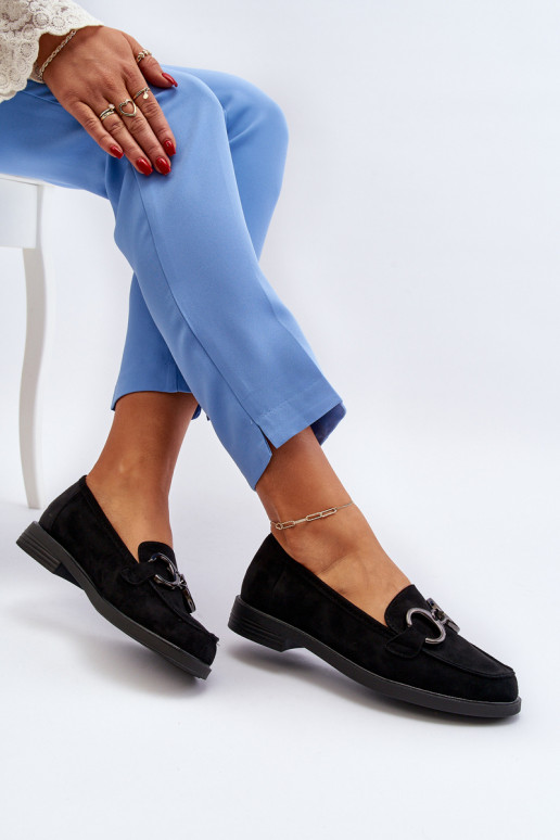 Eleganti zamšādas lauferi ar ornamentiem melnas krāsas Echonesa