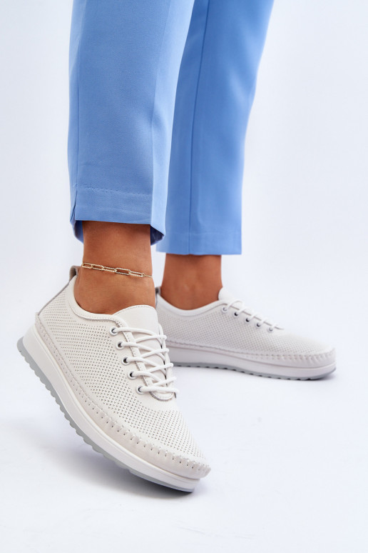 Sportiska stila apavi sieviešu puszābaki baltas krāsas Lalnai