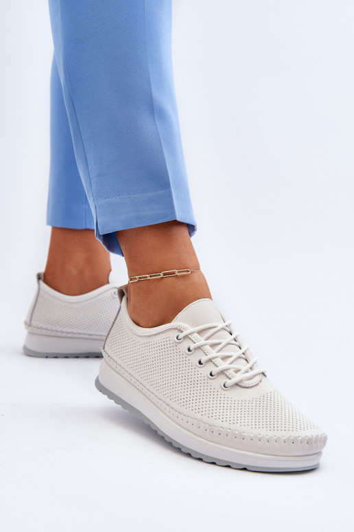 Sportiska stila apavi sieviešu puszābaki baltas krāsas Lalnai