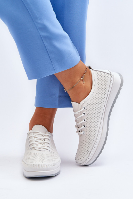 Sportiska stila apavi sieviešu puszābaki baltas krāsas Lalnai