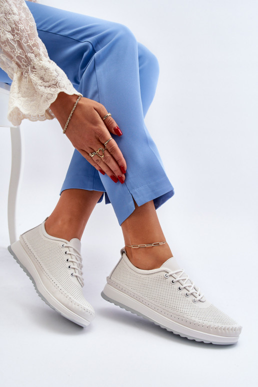 Sportiska stila apavi sieviešu puszābaki baltas krāsas Lalnai