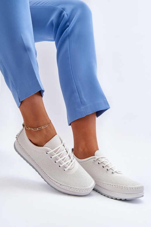 Sportiska stila apavi sieviešu puszābaki baltas krāsas Lalnai