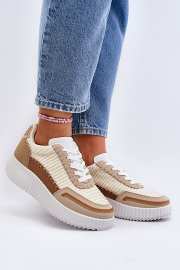 Sneakers modeļa apavi   ar platformu smilšu krāsas Redala 2