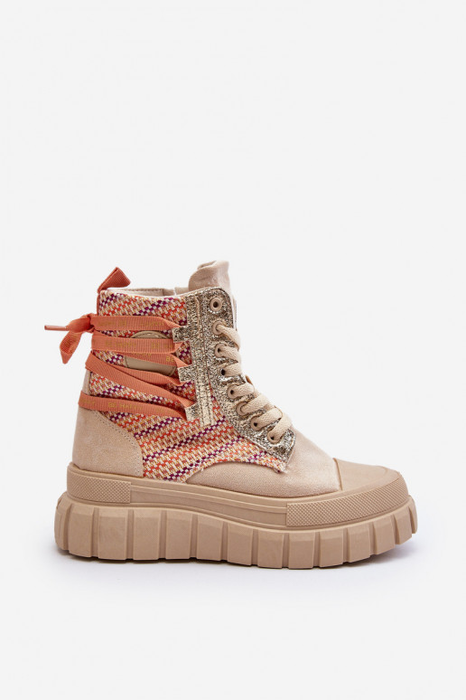 sieviešu puszābaki ar platformu smilšu krāsas Kernia