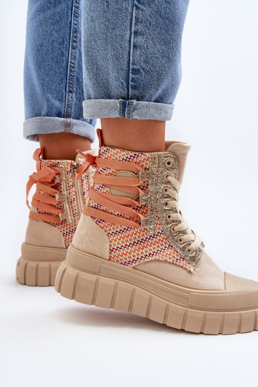 sieviešu puszābaki ar platformu smilšu krāsas Kernia