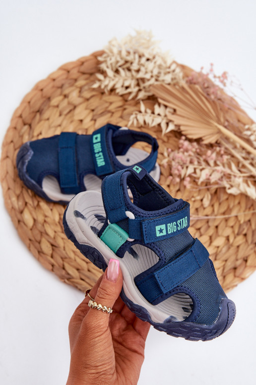 sandales bērnu ar lipīgām aizdarēm Big Star NN374236 tumši zilas krāsas
