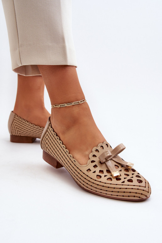 Ažūra balerīnas   ar bantītēm smilšu krāsas Nestavia Ažūra balerīnas   ar bantītēm smilšu krāsas Nestavia