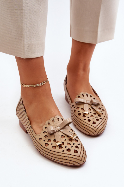 Ažūra balerīnas   ar bantītēm smilšu krāsas Nestavia Ažūra balerīnas   ar bantītēm smilšu krāsas Nestavia