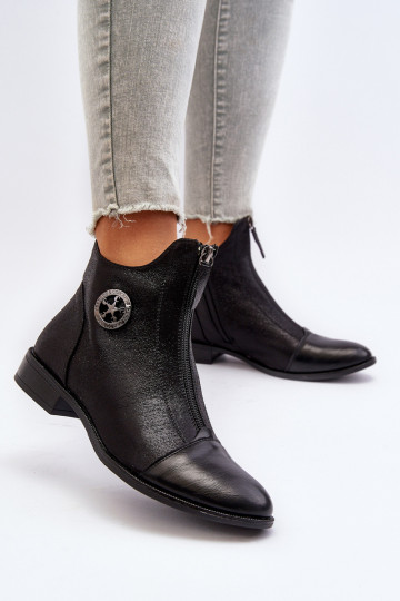 Sieviešu puszābaki ar platiem papēžiem ar rāvējslēdzējiem melnas krāsas Loratie 2