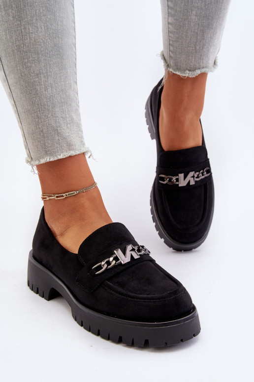Zamšādas mokasīni   ar ornamentiem melnas krāsas Loraleima