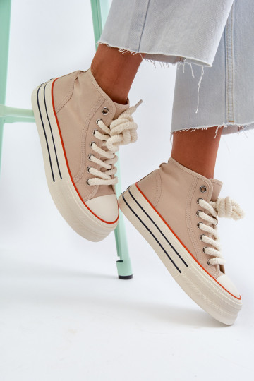 sieviešu puszābaki ar platformu smilšu krāsas Aineri 2