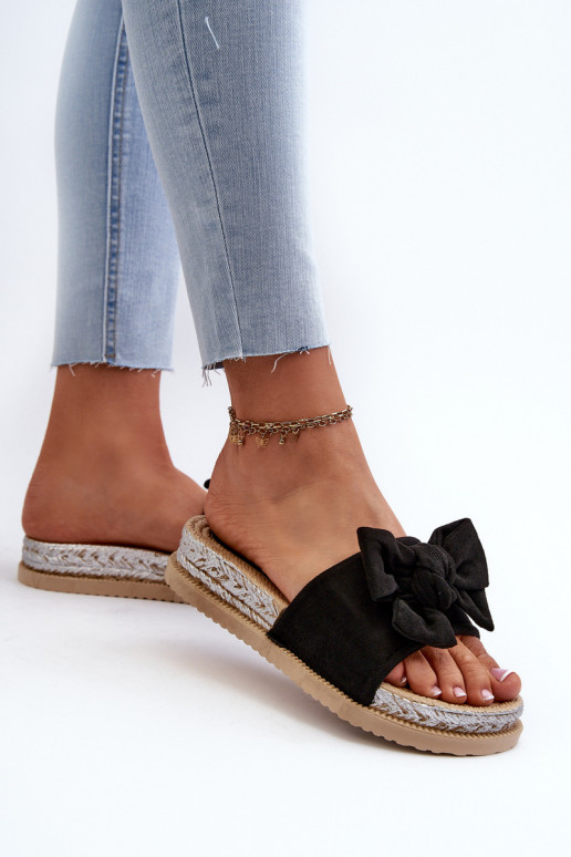 Čības ar platformu ar bantītēm melnas krāsas Aflia Čības ar platformu ar bantītēm melnas krāsas Aflia