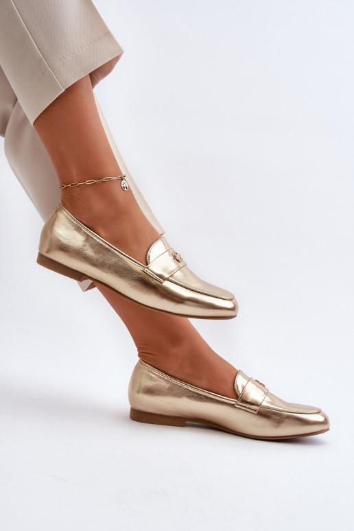 sieviešu mokasīni ar platiem papēžiem Zelta krāsas Sylvaine