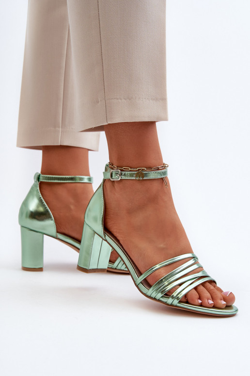 sandales ar papēdi ar siksniņām Zaļas krāsas Enitia