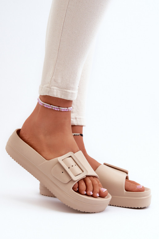 Vieglas čības ar platformu ar sprādzēm Big Star NN274A666 smilšu krāsas Vieglas čības ar platformu ar sprādzēm Big Star NN274A666 smilšu krāsas