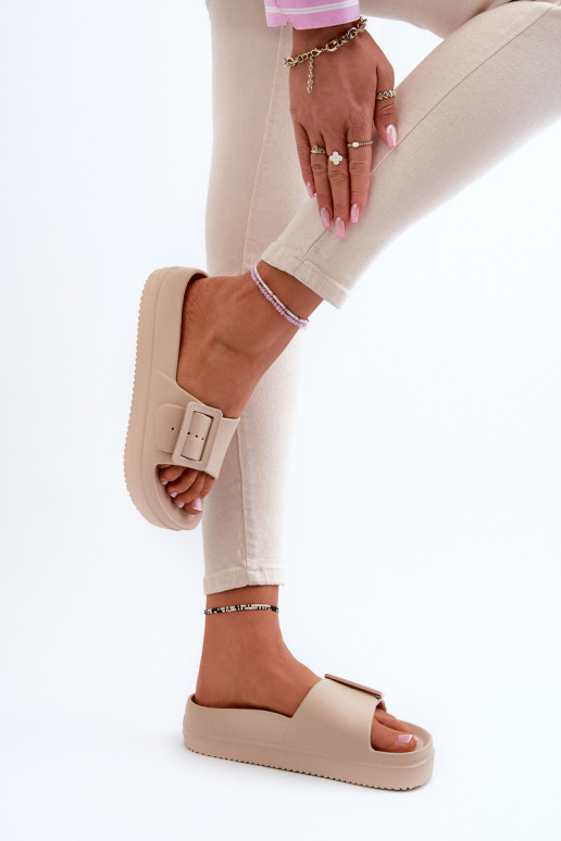 Vieglas čības ar platformu ar sprādzēm Big Star NN274A666 smilšu krāsas Vieglas čības ar platformu ar sprādzēm Big Star NN274A666 smilšu krāsas