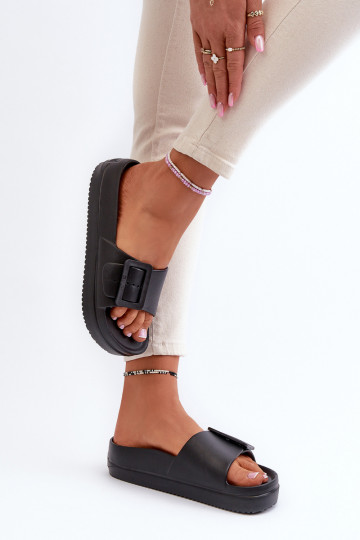 Vieglas čības ar platformu ar sprādzēm Big Star NN274A662 melnas krāsas 2