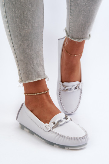sieviešu mokasīni ar ornamentiem baltas krāsas S.Barski LR339