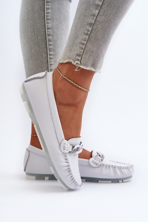 sieviešu mokasīni ar ornamentiem baltas krāsas S.Barski LR339 sieviešu mokasīni ar ornamentiem baltas krāsas S.Barski LR339