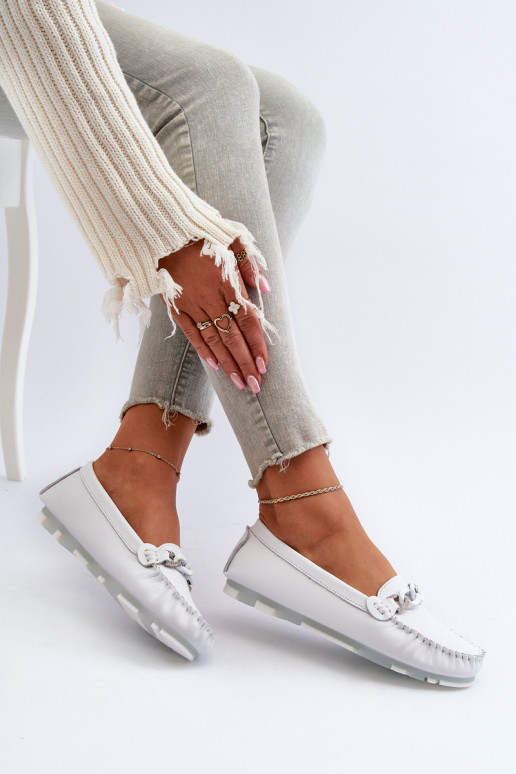 sieviešu mokasīni ar ornamentiem baltas krāsas S.Barski LR339 sieviešu mokasīni ar ornamentiem baltas krāsas S.Barski LR339