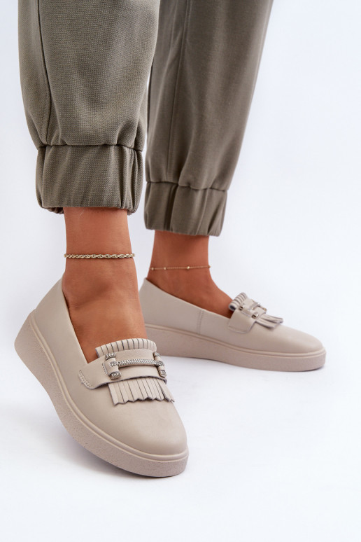 sieviešu mokasīni   ar platformu smilšu krāsas S.Barski LR590