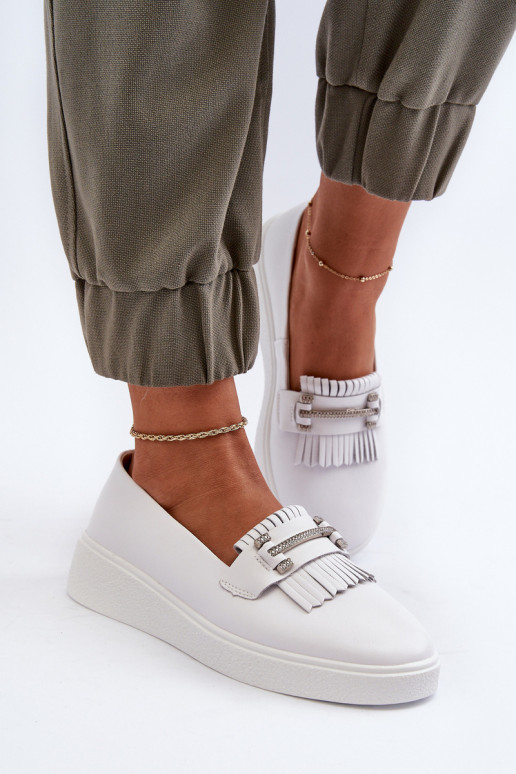 sieviešu mokasīni   ar platformu baltas krāsas S.Barski LR590 sieviešu mokasīni   ar platformu baltas krāsas S.Barski LR590