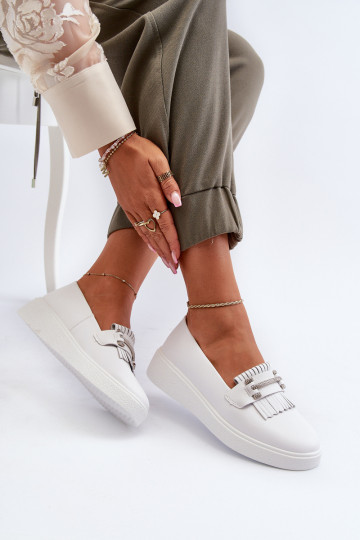 sieviešu mokasīni   ar platformu baltas krāsas S.Barski LR590 2