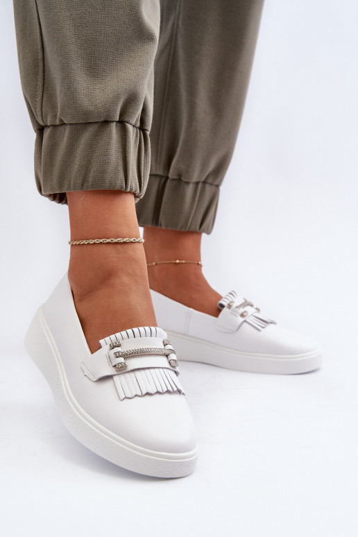 sieviešu mokasīni   ar platformu baltas krāsas S.Barski LR590 sieviešu mokasīni   ar platformu baltas krāsas S.Barski LR590