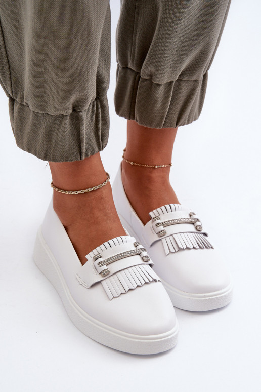 sieviešu mokasīni   ar platformu baltas krāsas S.Barski LR590 sieviešu mokasīni   ar platformu baltas krāsas S.Barski LR590