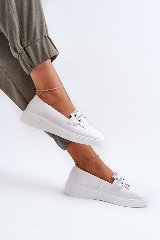 sieviešu mokasīni   ar platformu baltas krāsas S.Barski LR590 sieviešu mokasīni   ar platformu baltas krāsas S.Barski LR590