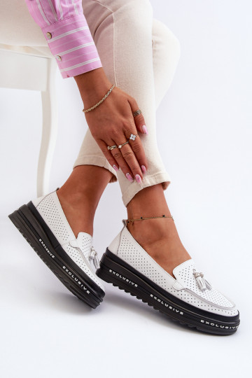 Sieviešu mokasīni ar apzeltītu zoli baltas krāsas Assetnima 2