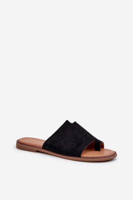 zamšādas čības modernas iešļūcenes melnas krāsas Amite zamšādas čības modernas iešļūcenes melnas krāsas Amite