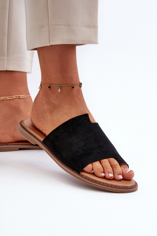 zamšādas čības modernas iešļūcenes melnas krāsas Amite zamšādas čības modernas iešļūcenes melnas krāsas Amite