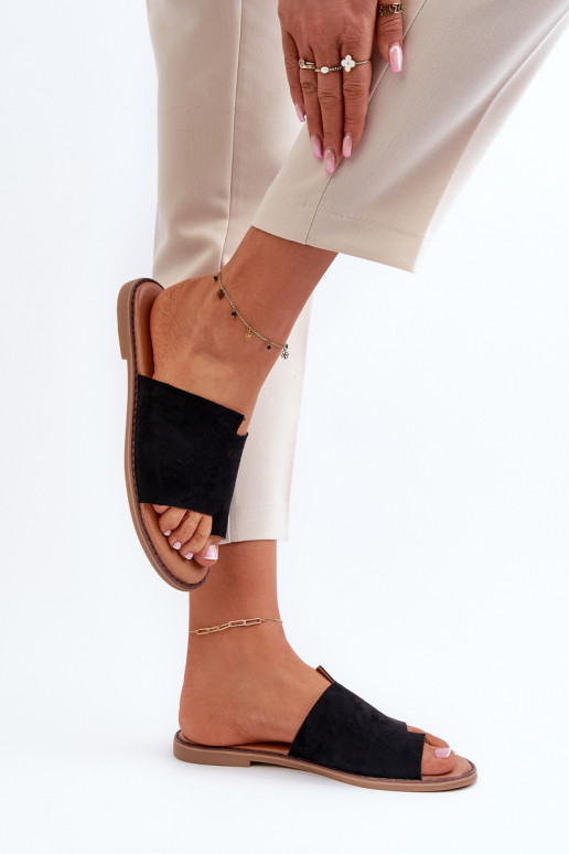 zamšādas čības modernas iešļūcenes melnas krāsas Amite zamšādas čības modernas iešļūcenes melnas krāsas Amite