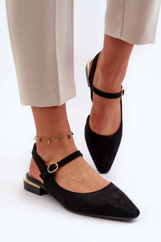 Balerīnas    Apavi ar spicu purngalu Sergio Leone SK831 melnas krāsas