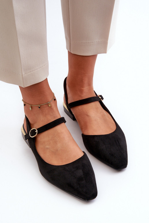 Balerīnas    Apavi ar spicu purngalu Sergio Leone SK831 melnas krāsas