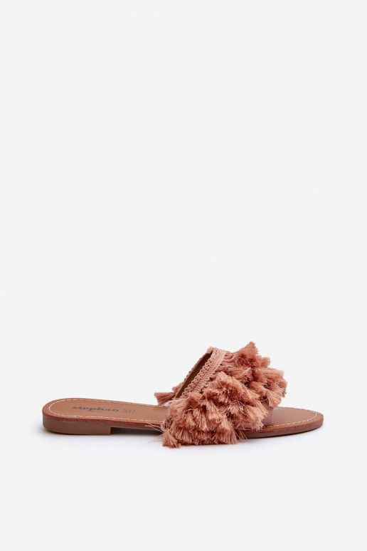 zempapēžu sieviešu čības ar bārkstīm rozā krāsa Rialle zempapēžu sieviešu čības ar bārkstīm rozā krāsa Rialle