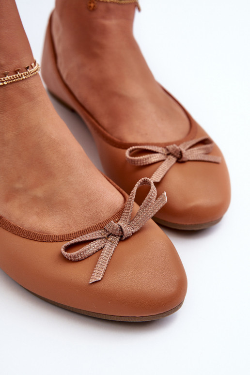 Balerīnas Eko   ar bantītēm brūnas krāsas Sandelal