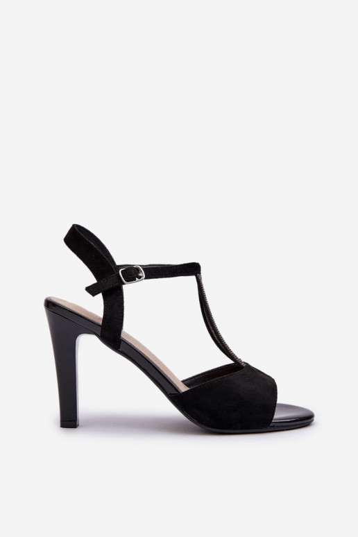 Sieviešu basenes ar papēdi Ze Zdobionymi Paskami Sergio Leone SK924 melnas krāsas