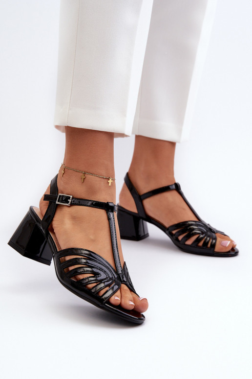 Laque   Elegantas augstpapēžu sandales Sergio Leone SK880 melnas krāsas