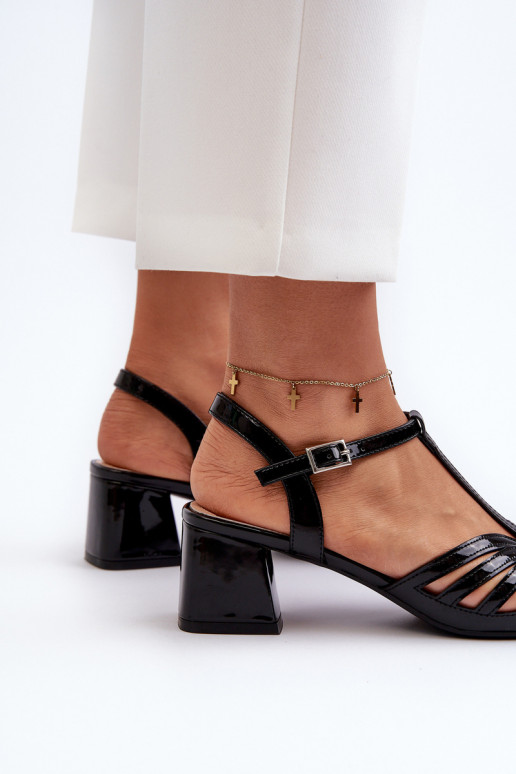 Laque   Elegantas augstpapēžu sandales Sergio Leone SK880 melnas krāsas