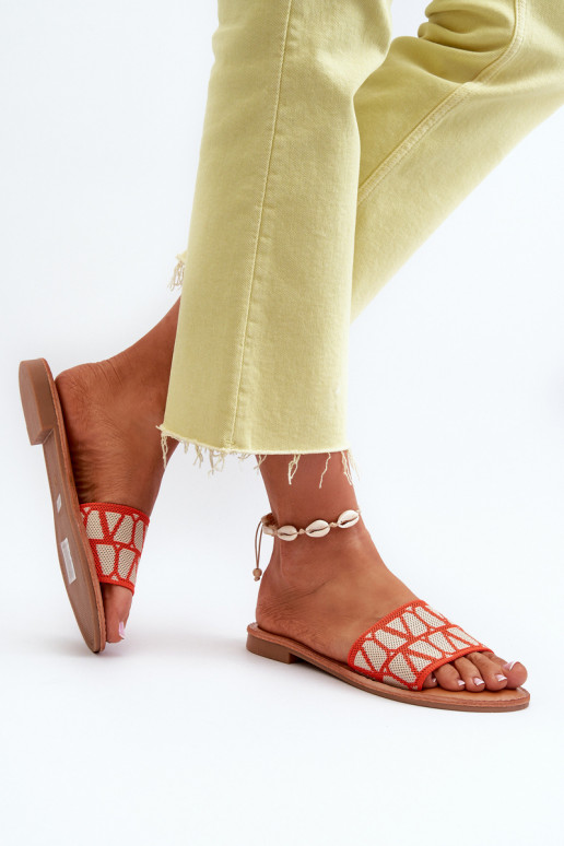 sieviešu čības ar platiem papēžiem oranžas krāsas Traivea sieviešu čības ar platiem papēžiem oranžas krāsas Traivea