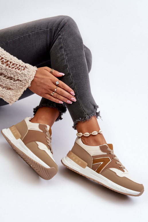 Sneakers modeļa apavi   no eko ādas brūnas krāsas Vinelli