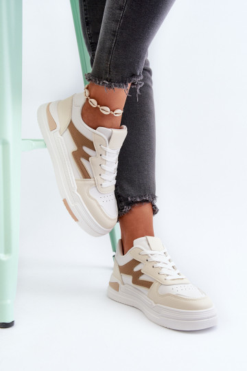 Sneakers modeļa apavi   ar platformu no eko ādas smilšu krāsas Lynnette 2
